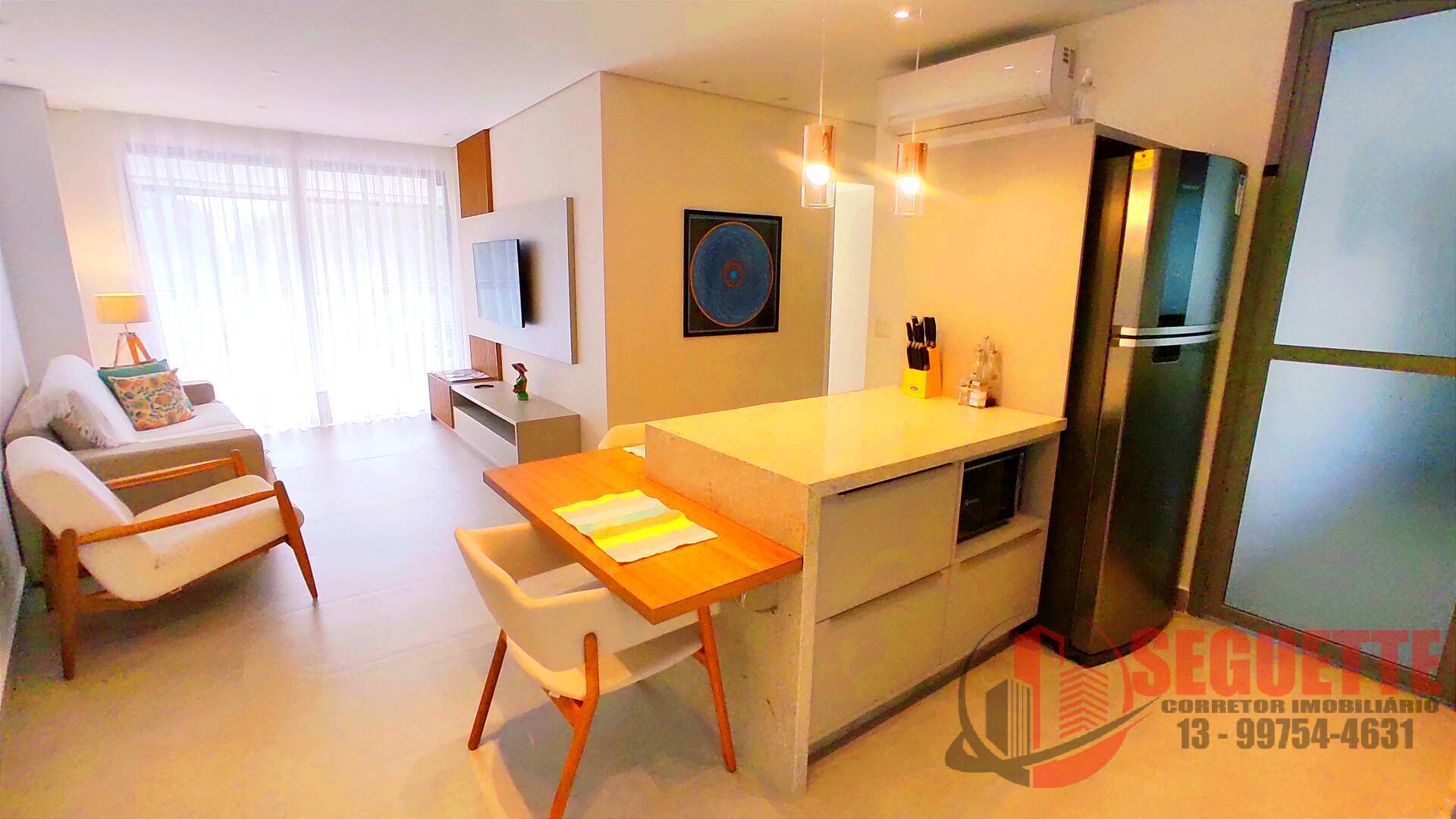 Apartamento decorado 2 dormitórios pé na areia no San Sebastian em riviera