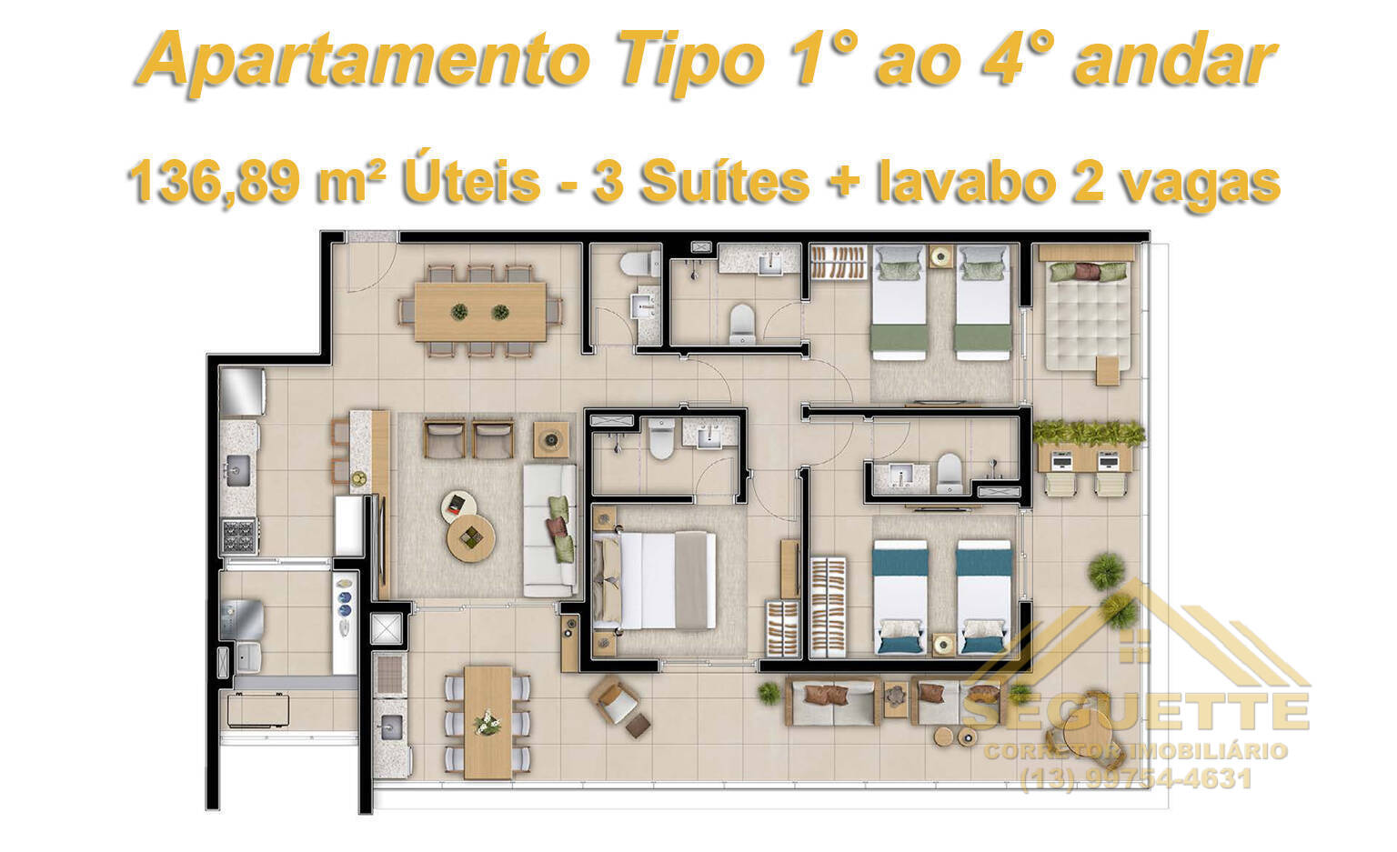 Apartamento, 3 quartos, 136 m² - Foto 1